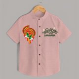 Kathakali Heritage Split Face Personalized Shirt - PEACH - 0 - 6 Months Old (Chest 23")