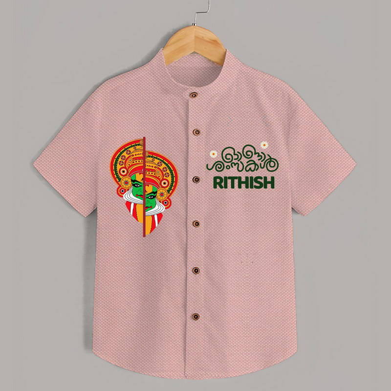 Happy Onam Special Edition Shirt | Personalized Baby Shirt for Onam Celebrations - PEACH - 0 - 6 Months Old (Chest 23")