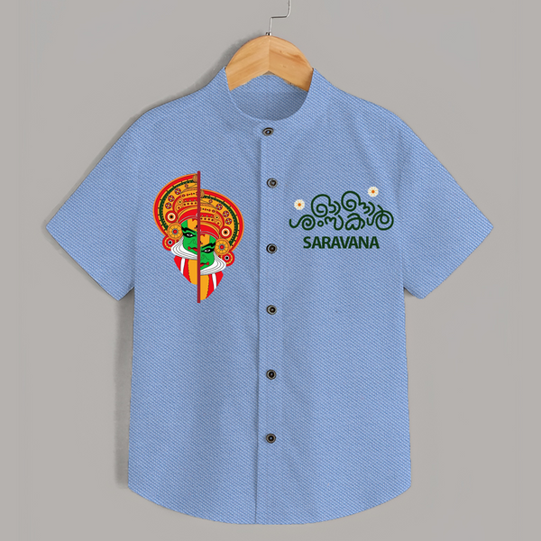 Kathakali Heritage Split Face Personalized Shirt - SKY BLUE - 0 - 6 Months Old (Chest 23")