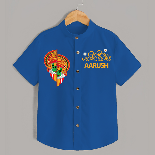 Kathakali Heritage Split Face Personalized Shirt - COBALT BLUE - 0 - 6 Months Old (Chest 23")