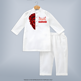 Happy Onam Kathakali Grandeur Personalized Kurta - WHITE - 3 - 6 Months Old (Chest 24", Kurta Length 14'', Waist 19", Pant Length 14")