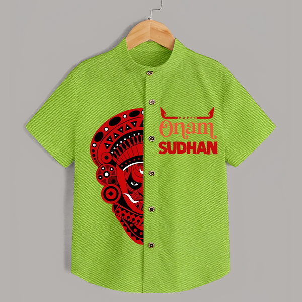  Happy Onam Kathakali Grandeur Personalized Shirt - LIME GREEN - 0 - 6 Months Old (Chest 23")