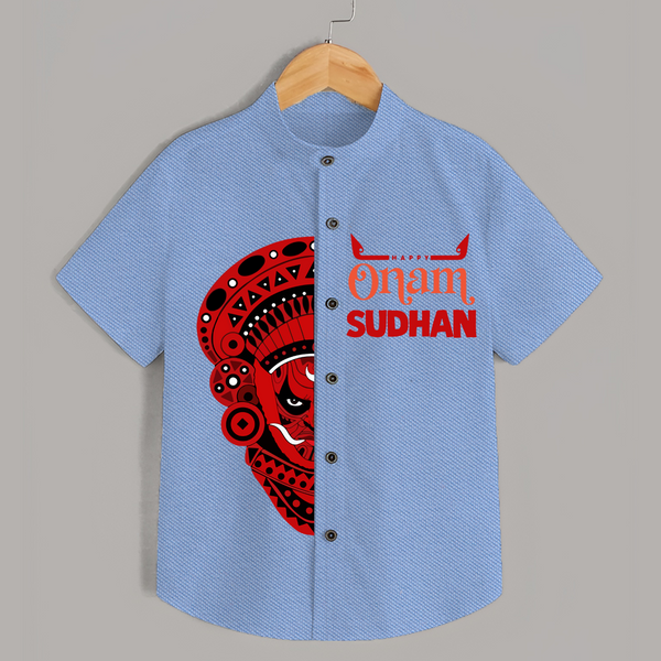 Happy Onam Kathakali Grandeur Personalized Shirt - SKY BLUE - 0 - 6 Months Old (Chest 23")