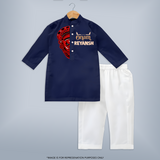  Happy Onam Kathakali Grandeur Personalized Kurta - NAVY BLUE - 3 - 6 Months Old (Chest 24", Kurta Length 14'', Waist 19", Pant Length 14")