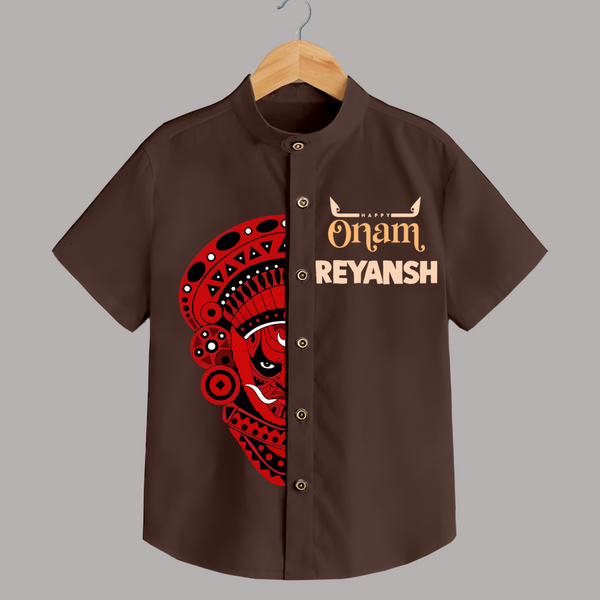  Happy Onam Kathakali Grandeur Personalized Shirt - CHOCOLATE BROWN - 0 - 6 Months Old (Chest 23")