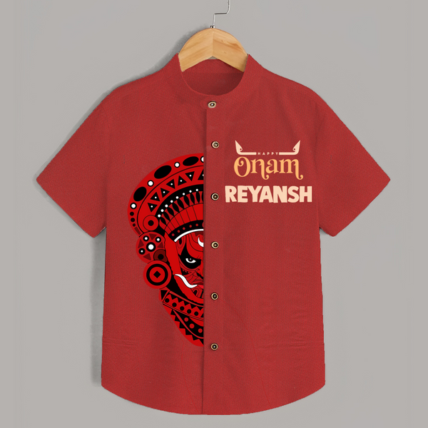  Happy Onam Kathakali Grandeur Personalized Shirt - RED - 0 - 6 Months Old (Chest 23")
