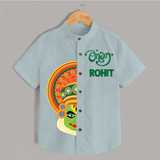 Happy Onam Personalized Special Edition Shirt | Custom Baby Shirt for Onam - ARCTIC BLUE - 0 - 6 Months Old (Chest 23")