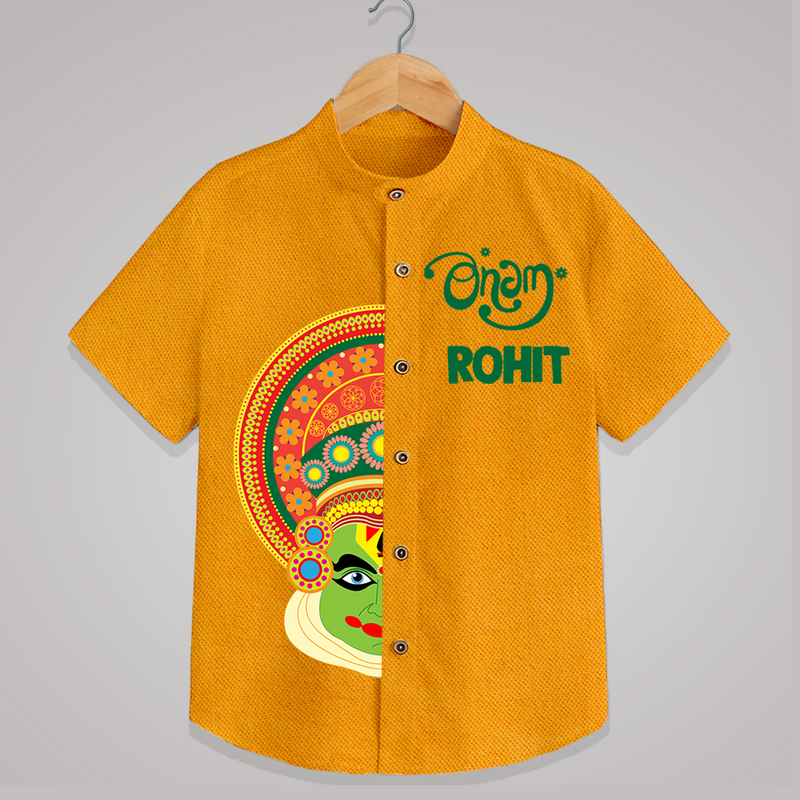 Happy Onam Personalized Special Edition Shirt | Custom Baby Shirt for Onam - CHROME YELLOW - 0 - 6 Months Old (Chest 23")