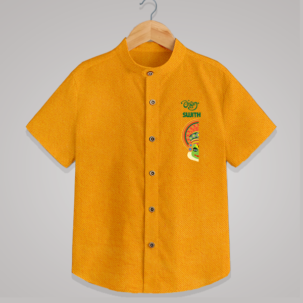  Onam Kathakali Peek Personalized Shirt - CHROME YELLOW - 0 - 6 Months Old (Chest 23")