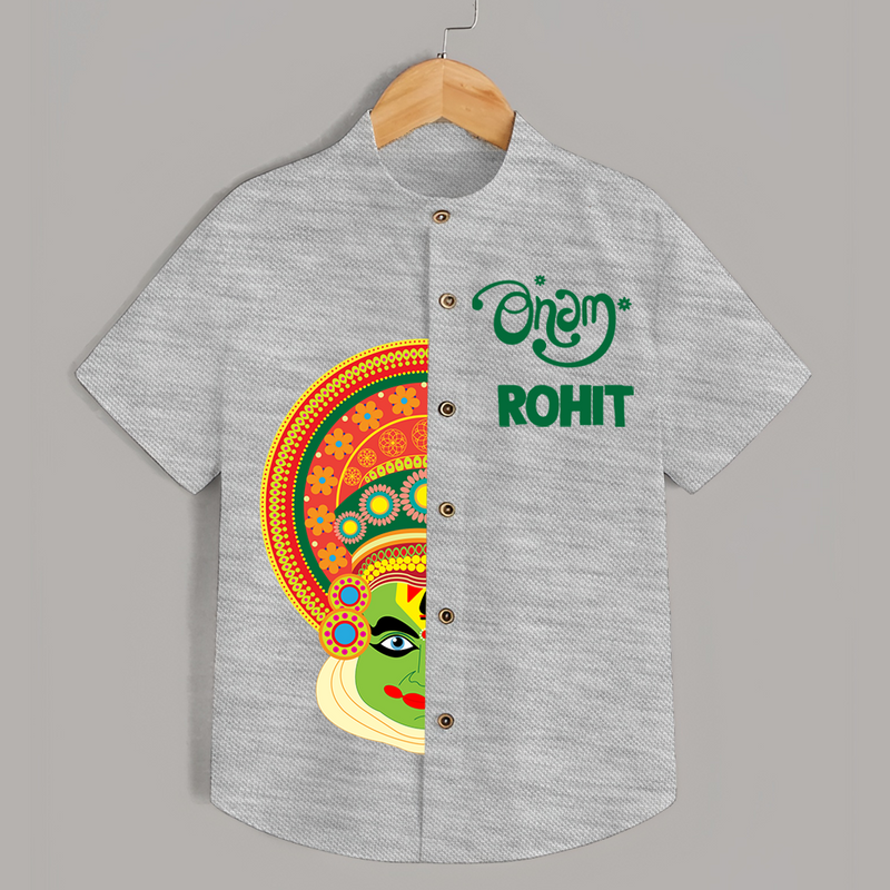 Happy Onam Personalized Special Edition Shirt | Custom Baby Shirt for Onam - GREY - 0 - 6 Months Old (Chest 23")