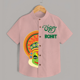 Happy Onam Personalized Special Edition Shirt | Custom Baby Shirt for Onam - PEACH - 0 - 6 Months Old (Chest 23")