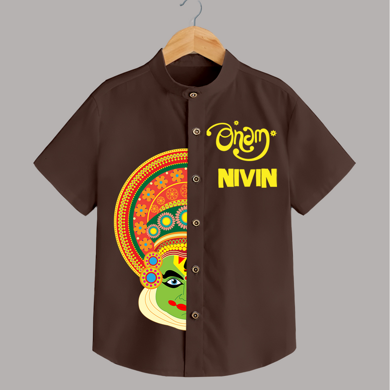 Happy Onam Personalized Special Edition Shirt | Custom Baby Shirt for Onam - CHOCOLATE BROWN - 0 - 6 Months Old (Chest 23")