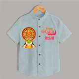 Happy Onam Celebration Shirt | Special Edition Personalized Baby Shirt - ARCTIC BLUE - 0 - 6 Months Old (Chest 23")