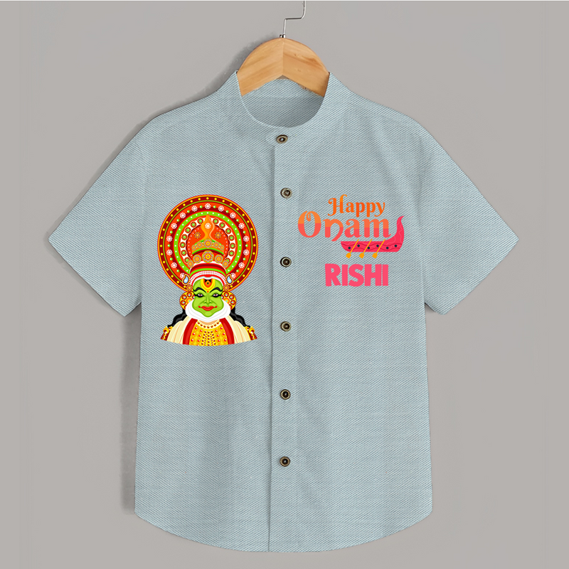 Happy Onam Celebration Shirt | Special Edition Personalized Baby Shirt - ARCTIC BLUE - 0 - 6 Months Old (Chest 23")