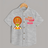 Happy Onam Celebration Shirt | Special Edition Personalized Baby Shirt - GREY - 0 - 6 Months Old (Chest 23")