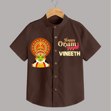 Happy Onam Celebration Shirt | Special Edition Personalized Baby Shirt - CHOCOLATE BROWN - 0 - 6 Months Old (Chest 23")