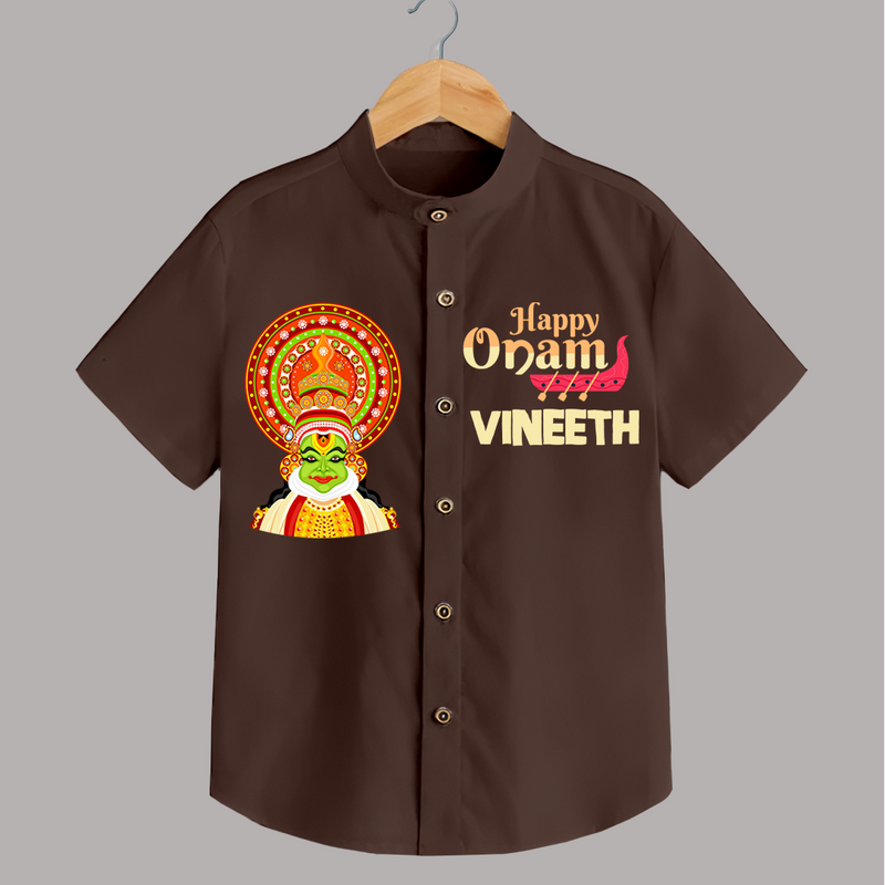 Happy Onam Celebration Shirt | Special Edition Personalized Baby Shirt - CHOCOLATE BROWN - 0 - 6 Months Old (Chest 23")