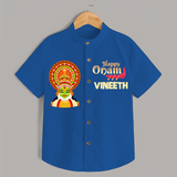 Happy Onam Celebration Shirt | Special Edition Personalized Baby Shirt - COBALT BLUE - 0 - 6 Months Old (Chest 23")