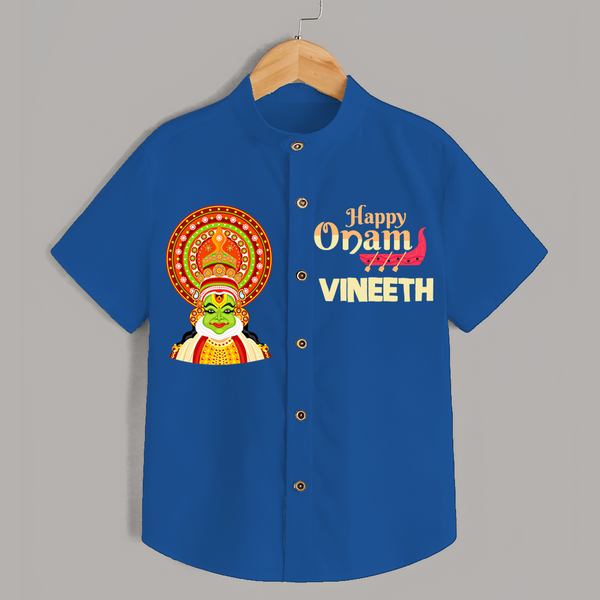 Happy Onam Celebration Shirt | Special Edition Personalized Baby Shirt - COBALT BLUE - 0 - 6 Months Old (Chest 23")