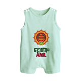 Kathakali Heritage Emblem Button Romper - MINT GREEN - New Born (Chest 18")