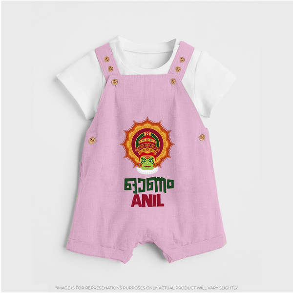 Kathakali Heritage Emblem Dungaree - BABY PINK - 0 - 5 Months Old (Chest 18")
