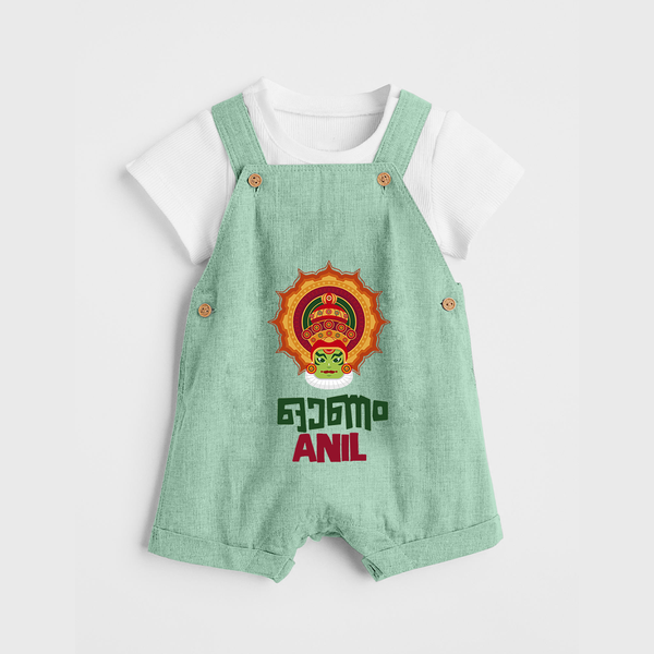 Kathakali Heritage Emblem Dungaree - MINT GREEN - 0 - 5 Months Old (Chest 18")