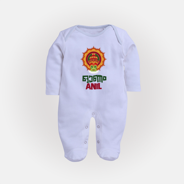 Kathakali Heritage Emblem Full Body Suit - BABY BLUE - New Born (Chest 7.5")