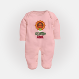 Kathakali Heritage Emblem Full Body Suit - BABY PINK - New Born (Chest 7.5")
