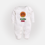 Kathakali Heritage Emblem Full Body Suit - WHITE - New Born (Chest 7.5")