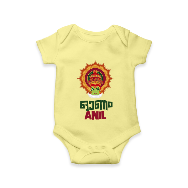 Kathakali Heritage Emblem Romper - PASTEL YELLOW - New Born (Chest 14")