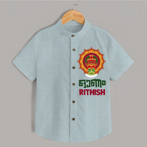 Happy Onam Celebration Special Edition Shirt | Personalized Baby Shirt for Onam - ARCTIC BLUE - 0 - 6 Months Old (Chest 23")