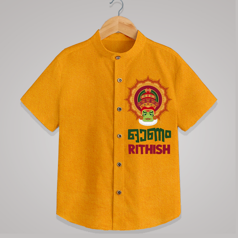 Happy Onam Celebration Special Edition Shirt | Personalized Baby Shirt for Onam - CHROME YELLOW - 0 - 6 Months Old (Chest 23")