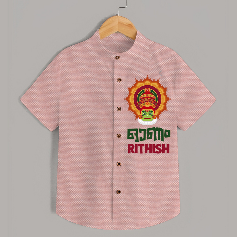 Happy Onam Celebration Special Edition Shirt | Personalized Baby Shirt for Onam - PEACH - 0 - 6 Months Old (Chest 23")
