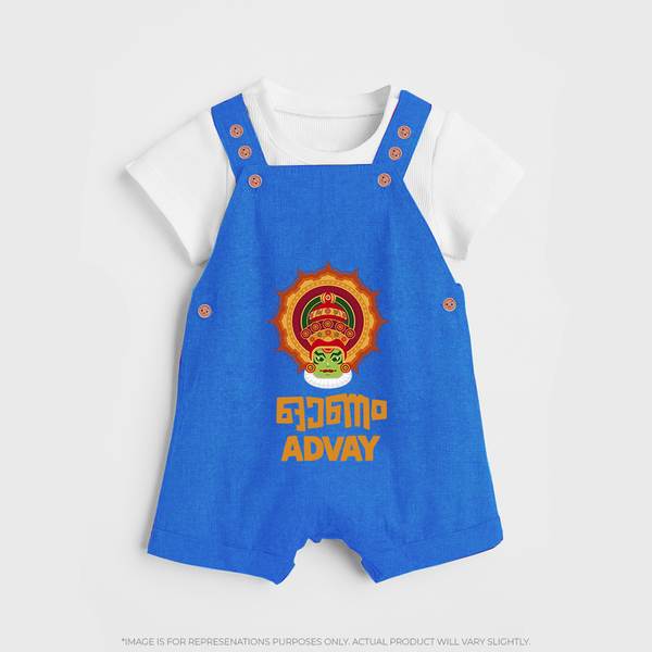 Kathakali Heritage Emblem Dungaree - COBALT BLUE - 0 - 5 Months Old (Chest 18")
