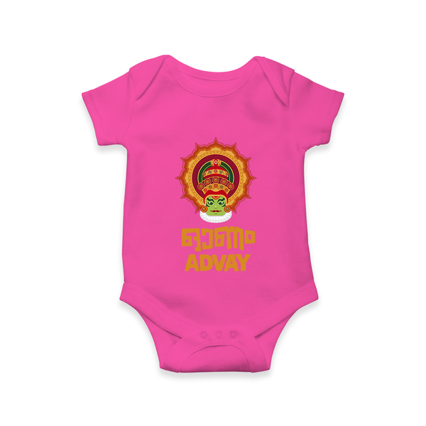 Kathakali Heritage Emblem Romper - HOT PINK - New Born (Chest 14")