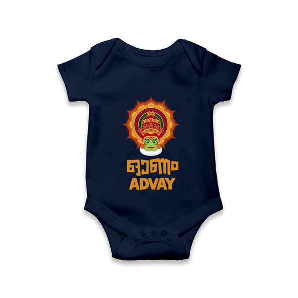 Kathakali Heritage Emblem Romper - NAVY BLUE - New Born (Chest 14")