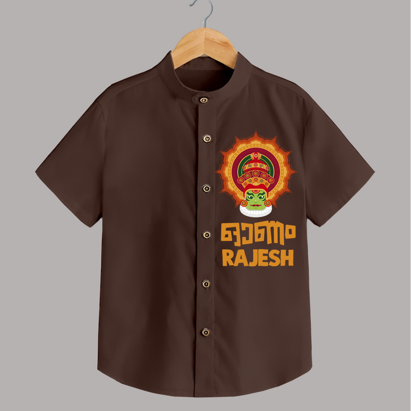Happy Onam Celebration Special Edition Shirt | Personalized Baby Shirt for Onam - CHOCOLATE BROWN - 0 - 6 Months Old (Chest 23")
