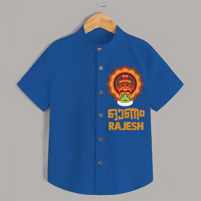 Happy Onam Celebration Special Edition Shirt | Personalized Baby Shirt for Onam - COBALT BLUE - 0 - 6 Months Old (Chest 23")