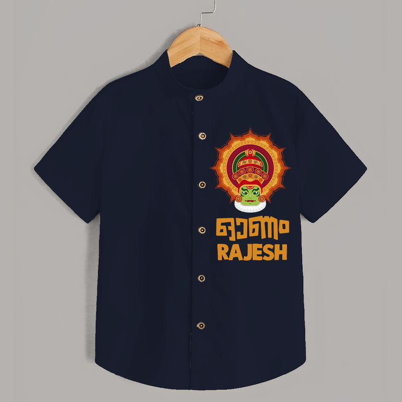 Happy Onam Celebration Special Edition Shirt | Personalized Baby Shirt for Onam - NAVY BLUE - 0 - 6 Months Old (Chest 23")