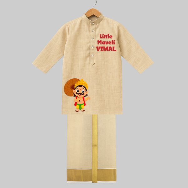 Little Maveli Onam Juba and Mundu Set | Custom Baby Set for Onam Festivities - KASAVU - 3 - 6 Months Old (Chest 24", Kurta Length 14'', Dhoti length-14")