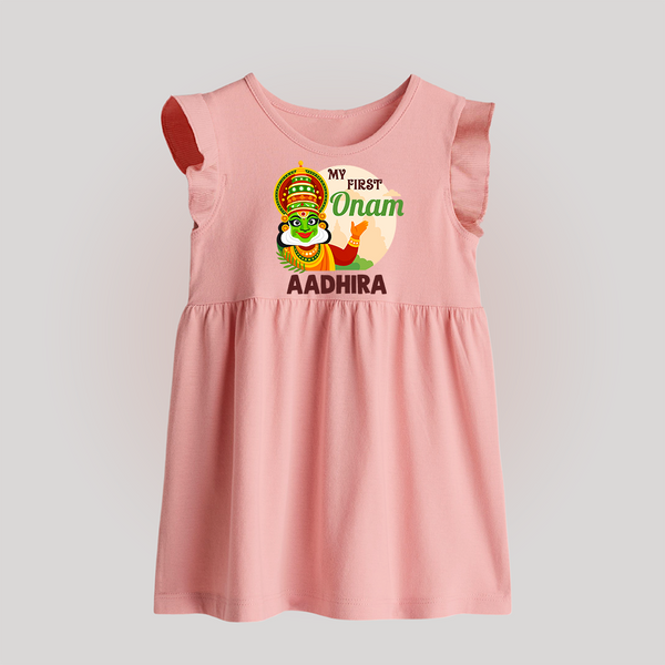 My First Onam Kathakali Baby Frock - BABY PINK - 0 - 3 Months Old (Chest 17")