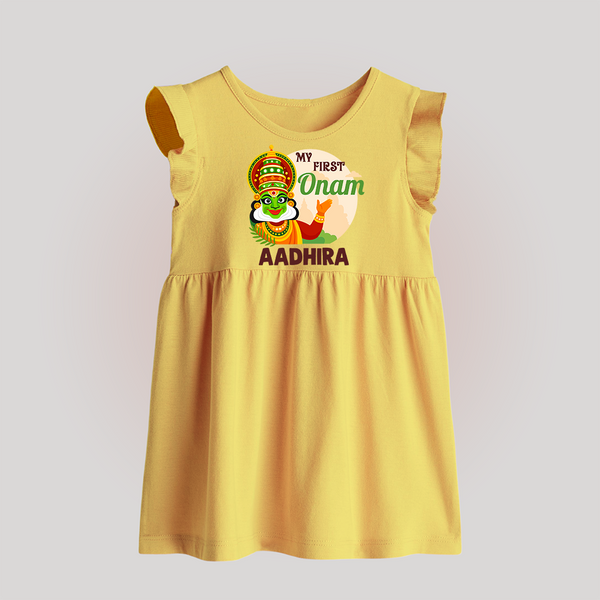 My First Onam Kathakali Baby Frock - PASTEL YELLOW - 0 - 3 Months Old (Chest 17")