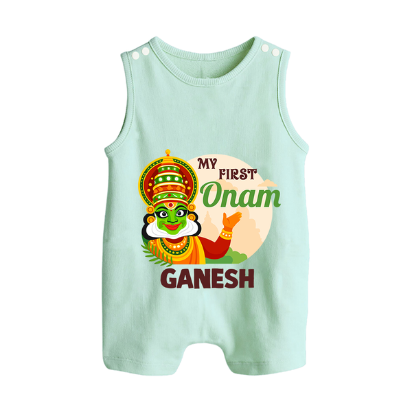 My First Onam Kathakali Button Romper - MINT GREEN - New Born (Chest 18")