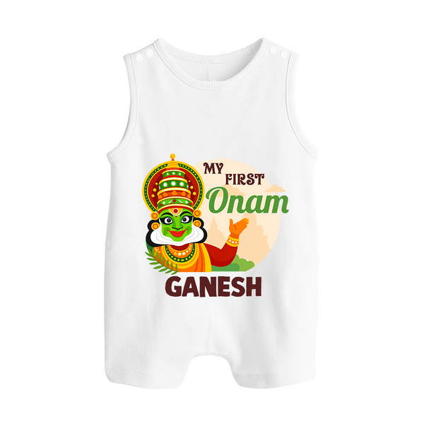 My First Onam Kathakali Button Romper - WHITE - New Born (Chest 18")