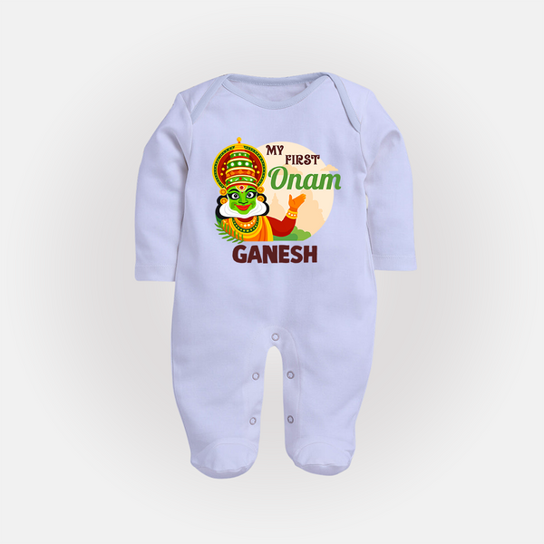 My First Onam Kathakali Full Body Suit - BABY BLUE - New Born (Chest 7.5")