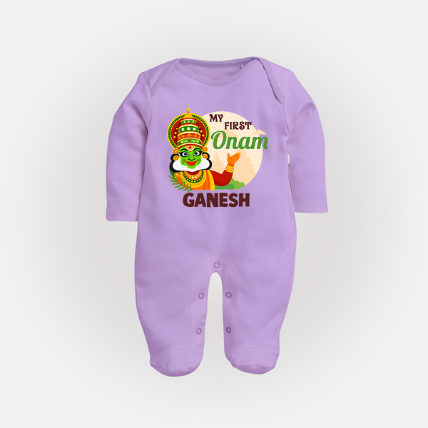 My First Onam Kathakali Full Body Suit - LILAC - New Born (Chest 7.5")
