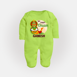 My First Onam Kathakali Full Body Suit - LIME GREEN - New Born (Chest 7.5")