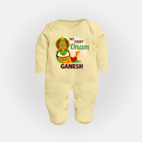 My First Onam Kathakali Full Body Suit - PASTEL YELLOW - New Born (Chest 7.5")