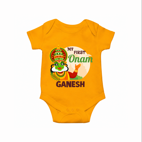 My First Onam Kathakali Romper - CHROME YELLOW - New Born (Chest 14")