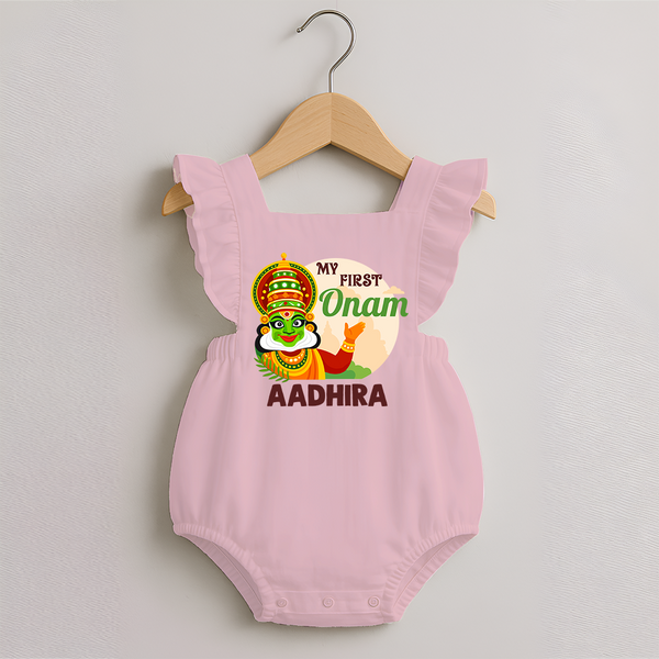 My First Onam Kathakali Romper Frock - BABY PINK - 0 - 3 Months Old (Chest 19")